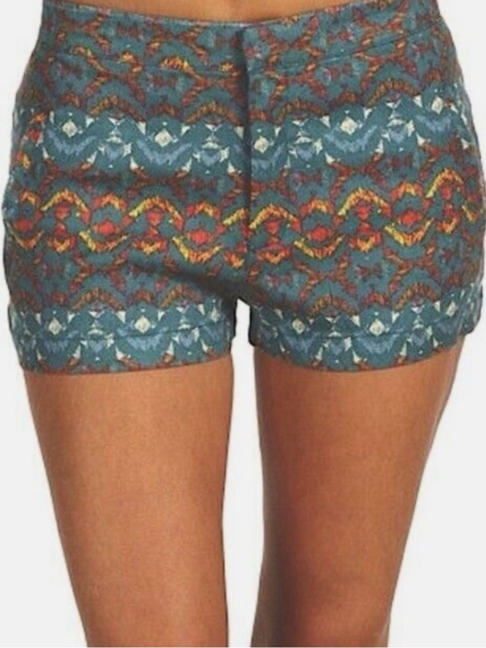 Free People Blue Pattern Linen Shorts Size 6
